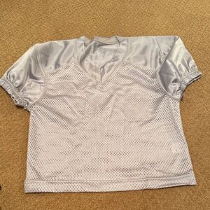 Silver Mesh V-Neck Youth Medium Football practice jersey Like New